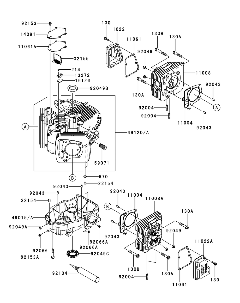 Kawasaki Fr730v-As05 Cylinder And Crankcase Diagram and Parts List for Z-FORCESZ48 (17AIDGHB-17AIDGHB010)(2015) Cub Cadet Lawn Tractor